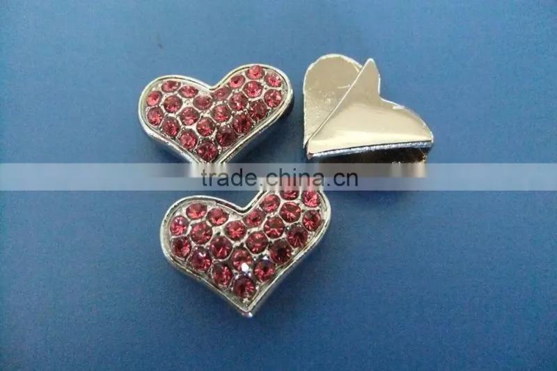 Compet Wholesale Full Crystal Rhinestone 10mm Heart Slide Charms