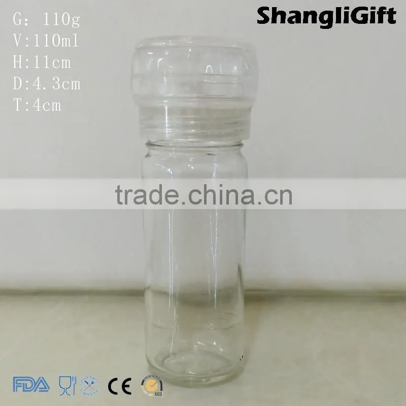 Hot Sale 110ml Spice Tools Glass Bottles Pepper Grinder