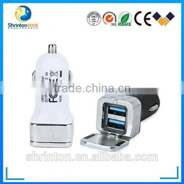 5V 2.4A dual usb car charger with metal material