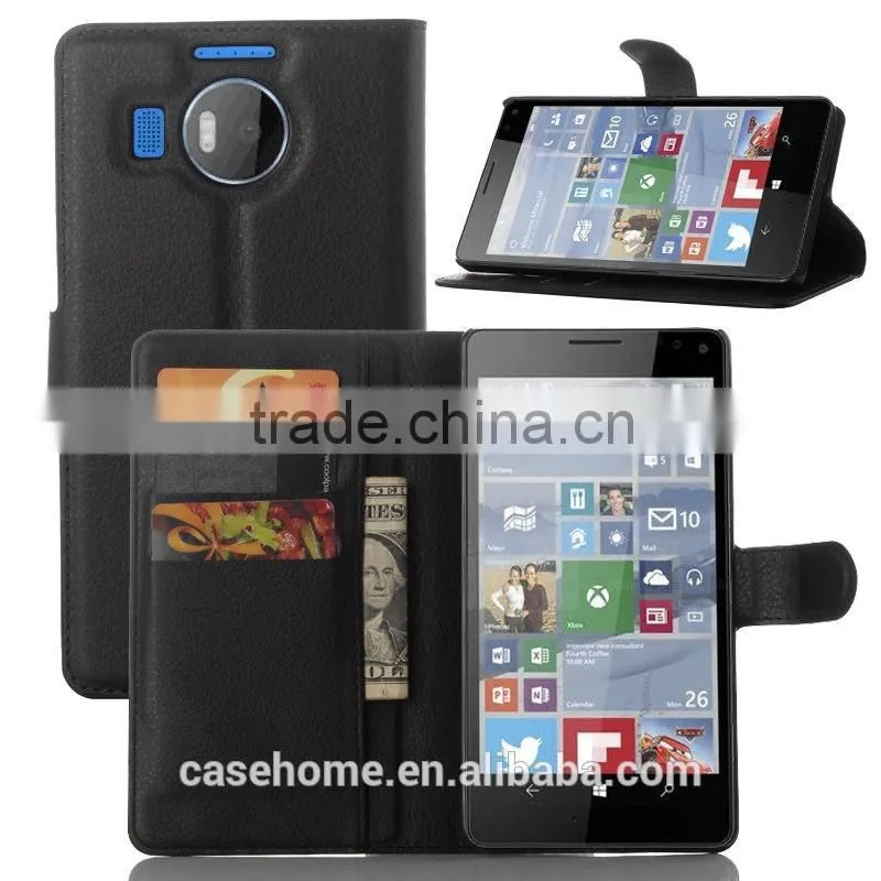 Lichi Pattern PU Leather Flip Wallet Cover for Microsoft Lumia Phones