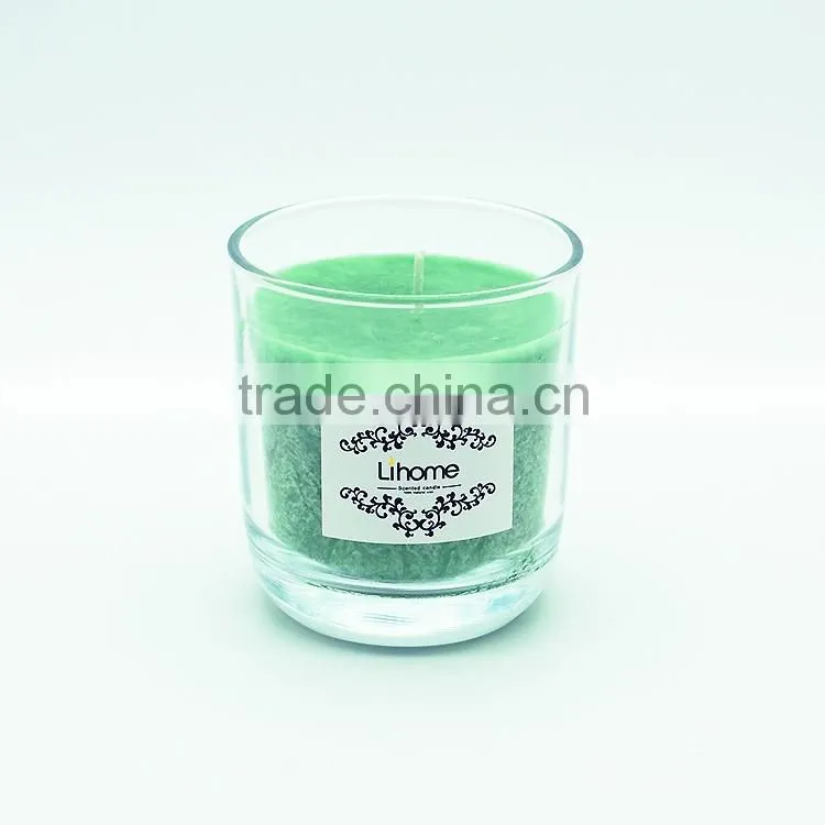pink wax scented candle in glass jar,multi-colored and difference size are available