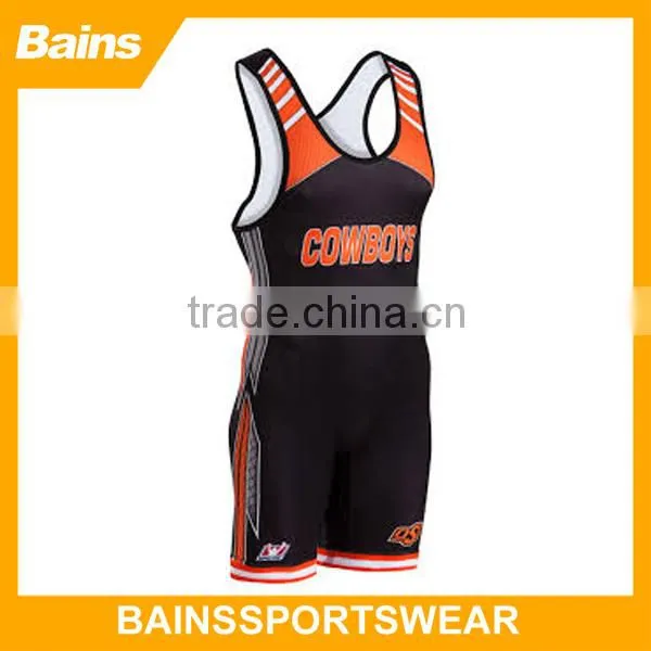 Lycra fabric cheap sublimated wrestling singlets for sale