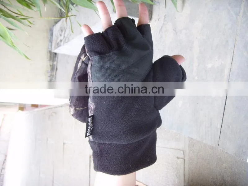 camouflage warm hunting half finger gloves