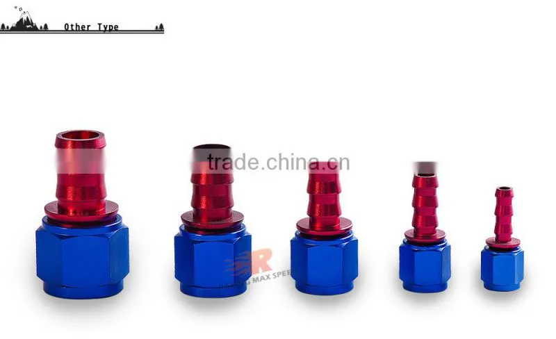 Aluminum oil cooler hose fitting Straight push on fitting hose end blue and red 10-001-10
