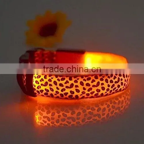 Adjustable Fashionable Flashing Leopard Grain Series Pet Dog Safety Collar,6 Colors to Choose