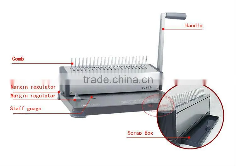 Plastic comb ring binder machine