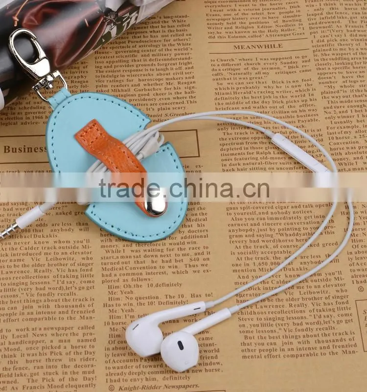 Promotional leather PVC earphone cabel winder organizer in low price