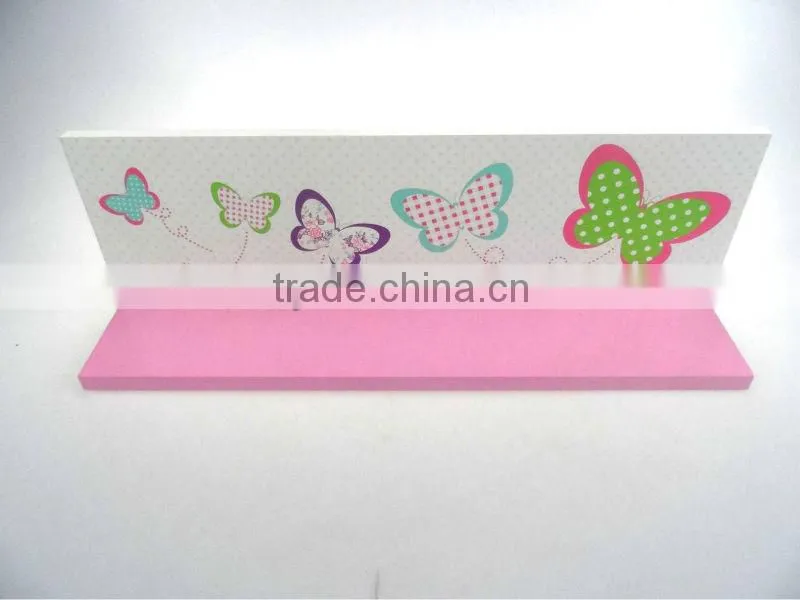 Pink Butterfly printing MDF decorative wooden wall shelf wall display shelf
