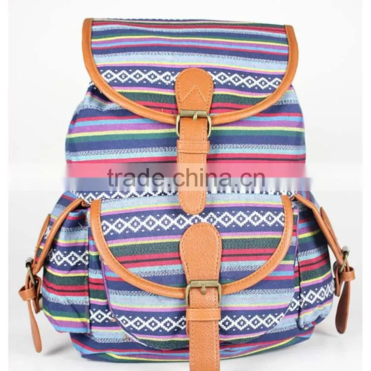 custom high quality backpack girls fashion aztec canvas backpack