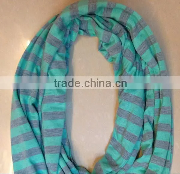 Color Striped Infinity Scarf Single Loop Scarf Stripe Jersey Knit for Men and Women