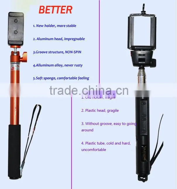 High-end Extendable Aluminum Handheld monopod selfie stick For Smartphone