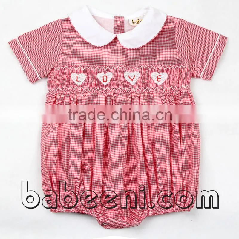 Cute heart hand smocked bubble for baby