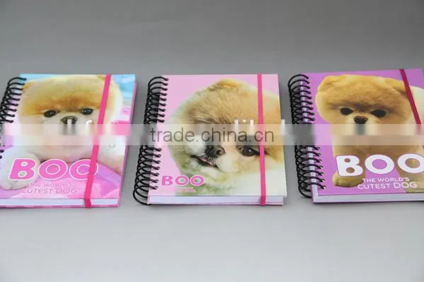 hard cover plastic spiral journal elastic band notebook