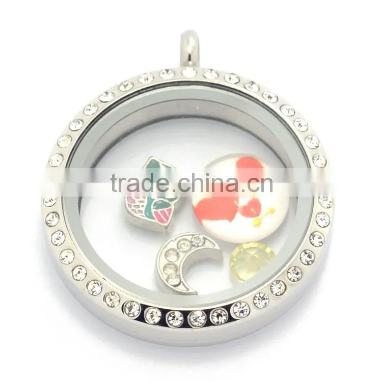 Trendy DIY designs 25mm/30mm round silver twist/screw wholesale floating glass charms locket for boys and girls