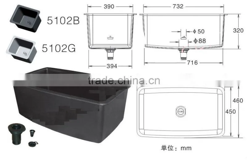 customized size sink table