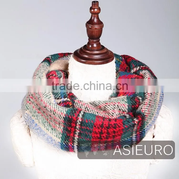 Fashion Checked Acrylic Tube Scarf For ladies Multi Colors BSCI AND SEDEX