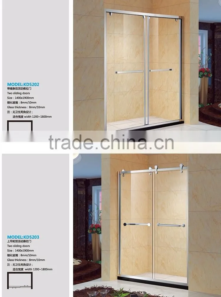 Magnetic Seal Tempered Glass Double Sliding Bathtub Shower Screens (KD5202)