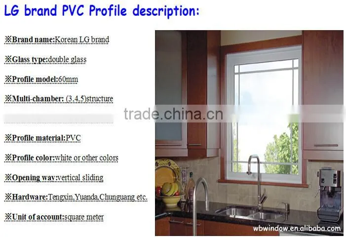 America profile PVC double hung window, vertical sliding window