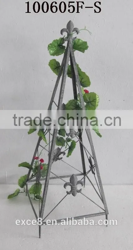 100605F-S Recycled pyramidal metal garden flowers rack for climbing plants decoration