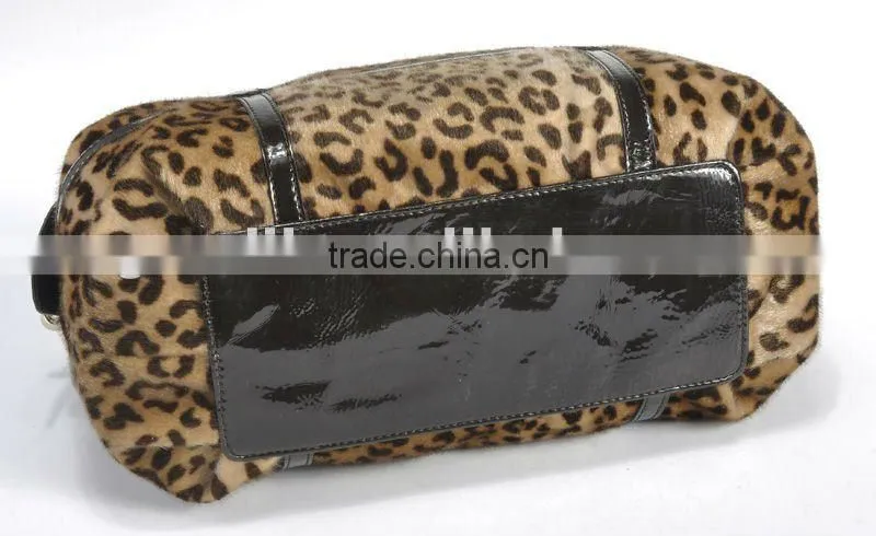 New Fashion 2012! Trendy Lady Imitative Horse-hair With Leopard Printing Handbag!