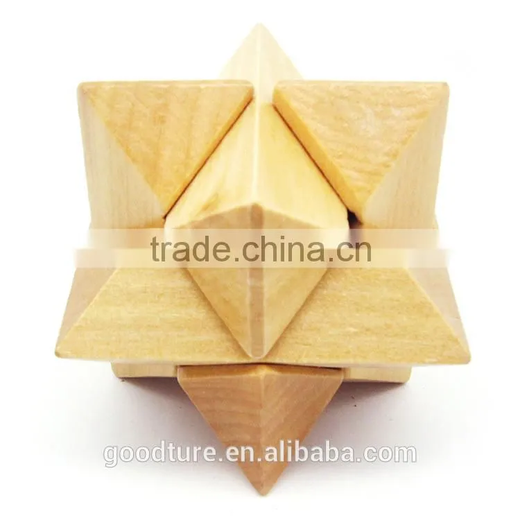2015 Hot Sale Wooden IQ Intelligent Puzzle Magic Puzzle Kongming Lock Brain Teaser Model Number GAD1078