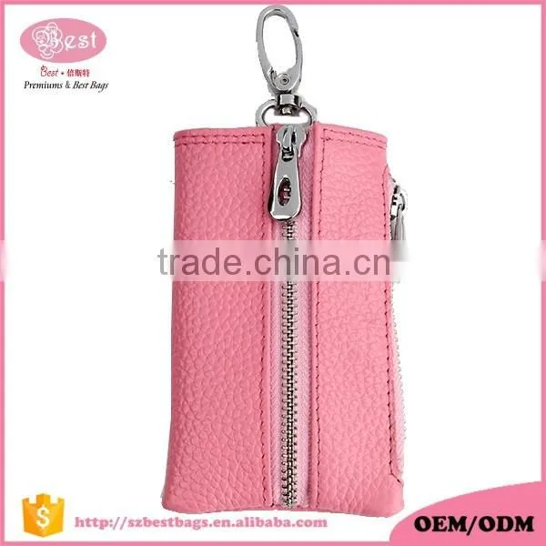 Multifunctional Genuine Leather Keychains Pouch Bag Card Holder Key Ring Wallet