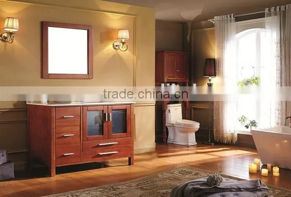 Floor Standing Bathroom Cabinet Solid Oak Wood Vanity No.1005C