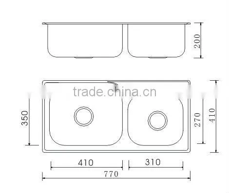 ISO CE Certificated Two Bowl Stainless Steel Kitchen Sink