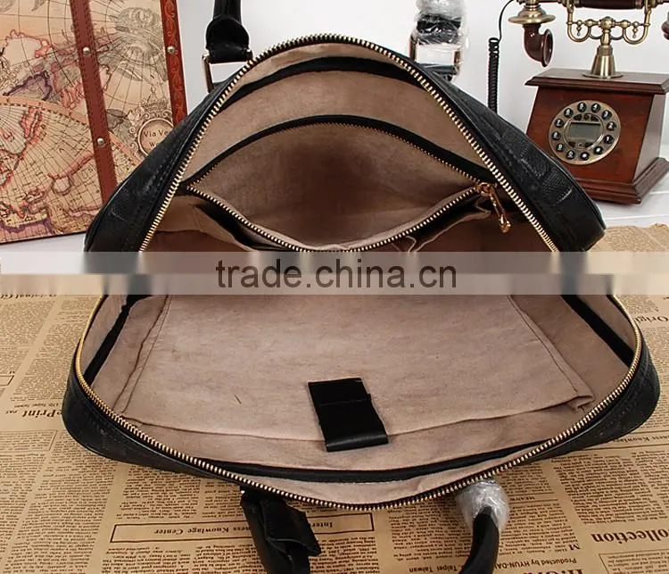 Factory price briefcase men's woven briefcase PU leather bag with tote