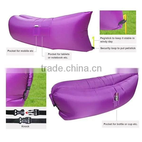 best selling premium nylon banana sleeping bag fabric beach sofa sunbathing fabric inflatable air sofa