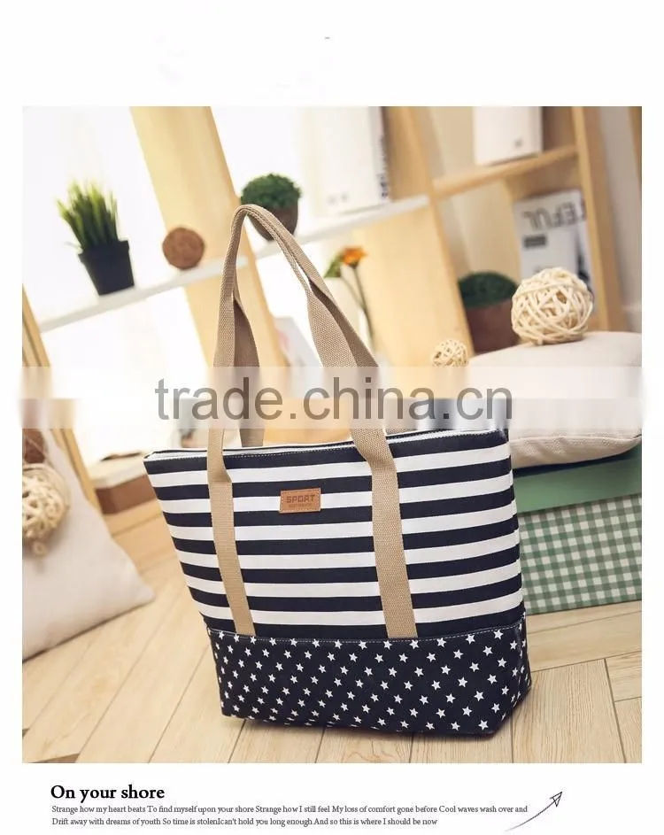 Fashion style foldable tote bag 2016 beach bags canvas
