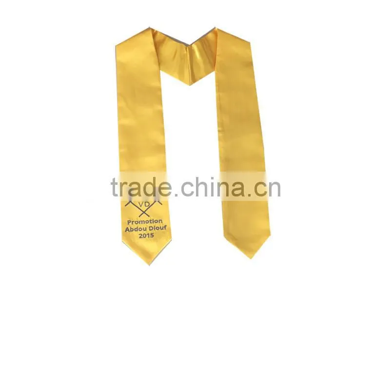 Hot Sell Embroidery Gold Academic Sashes/stoles for graduation