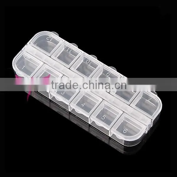 2015 Manicure nail jewellery box,hot Nail Art Rhinestone Box 12 Compartment