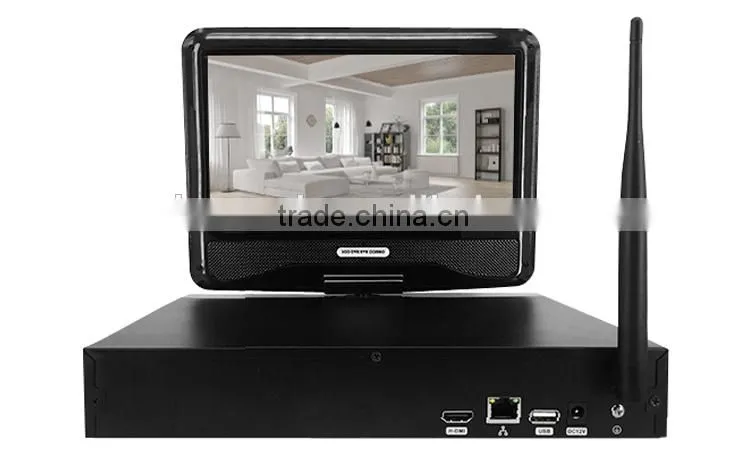 4ch 720p 10 inch LCD Monitor 2.4G Wireless WiFi NVR Kit Home Security Alarm System