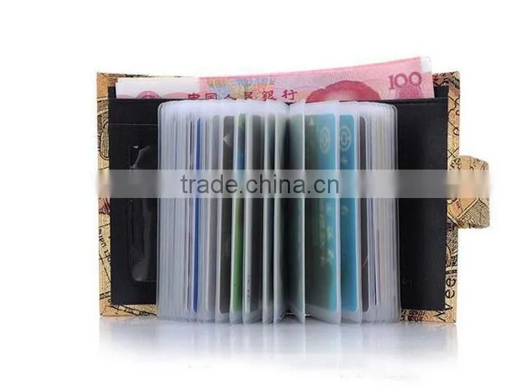 New style antique personalized card holder multiple wallet with world map printed