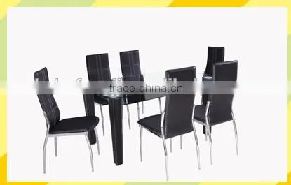 2016 morden glass top 4 seaters dining tables with pvc chairs