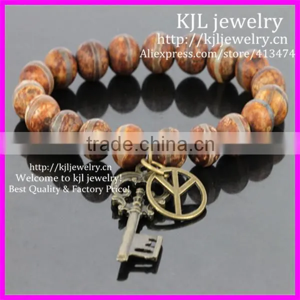 KJL-BD5220 Hot Selling Matte Onyx Agate round beads Bracelet White Jade beads Stretch bracelet