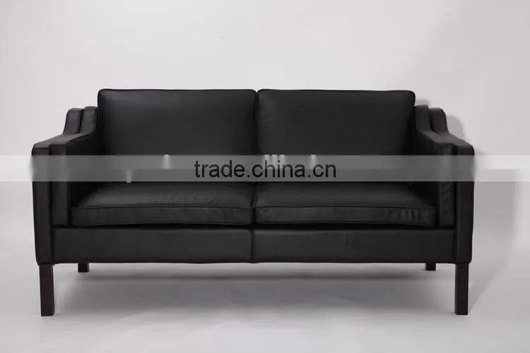 Designer furniture black 2 seater living room borge mogensen sofa leather