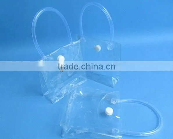 Customized mini plastic travel pocket bag with carrier handle