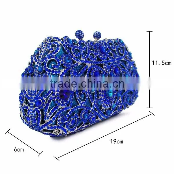 royal blue crystal box evening clutch bags rhinestone crystal clutch bag ladies wedding bags (8651A-B2)
