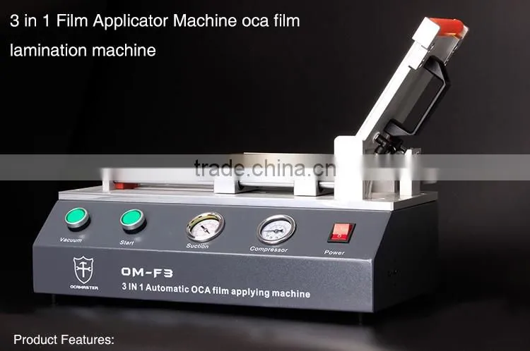 OCAmaster Universal 3 in 1 OCA Film Laminating Machine OM-F3 For LCD Refurbishing With Built-in Compressor & Vacuum Pump