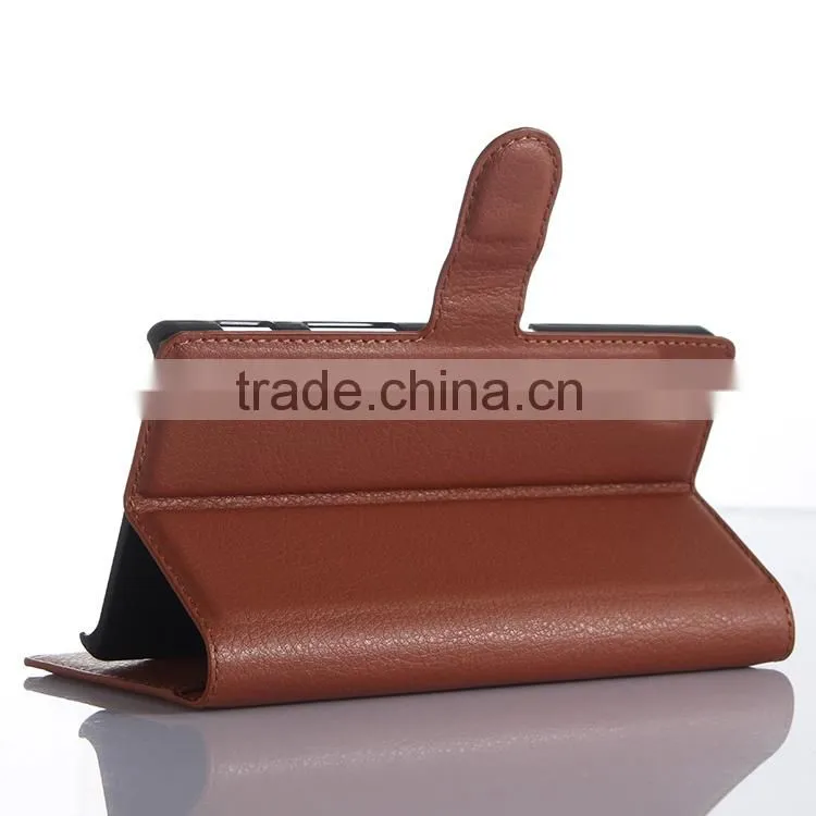 Cheap goods from china Credit Card Slots Wallet Lychee Leather pu leather cover for sony z5 premium wholesale alibaba