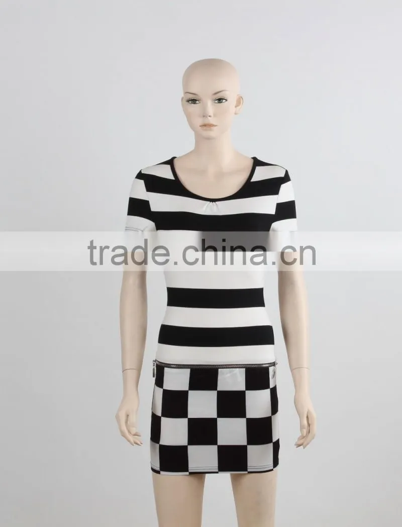 latest dress designs shiny beading elegant bodycon knee length evening dress green and black stripe sleeveless dress