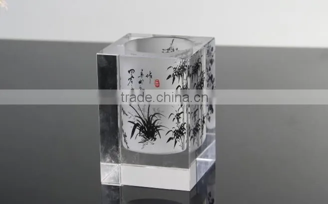 Crystal sandblast brush pot