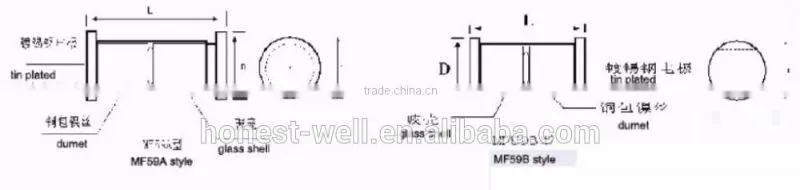 MF59 Series Automatic or Digital Equiments Glass Encapsulated NTC Thermistor