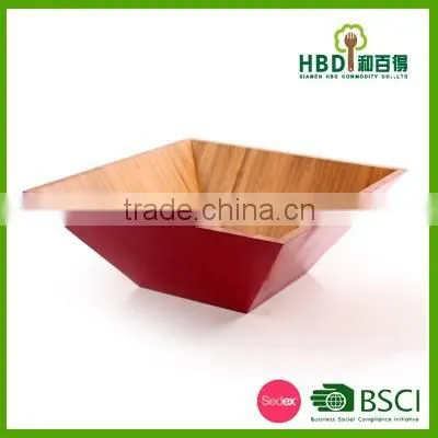 Red bamboo salad bowl