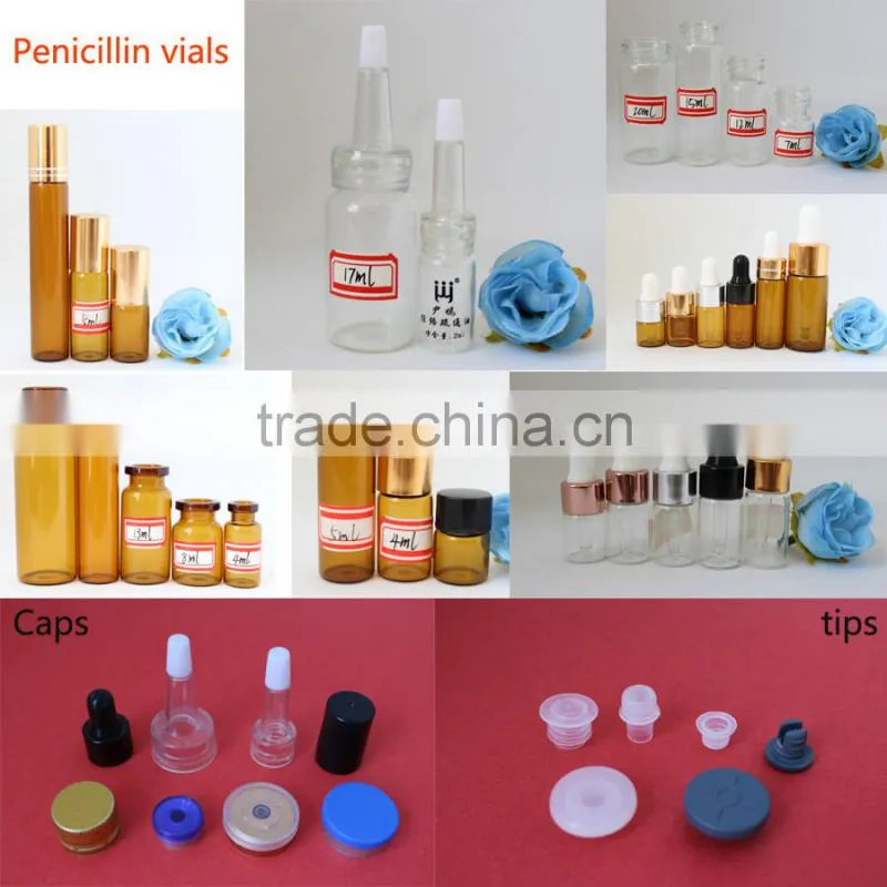amber injectable pharmaceutical glass bottle for clear glass bottle rubber stopper with injection vials
