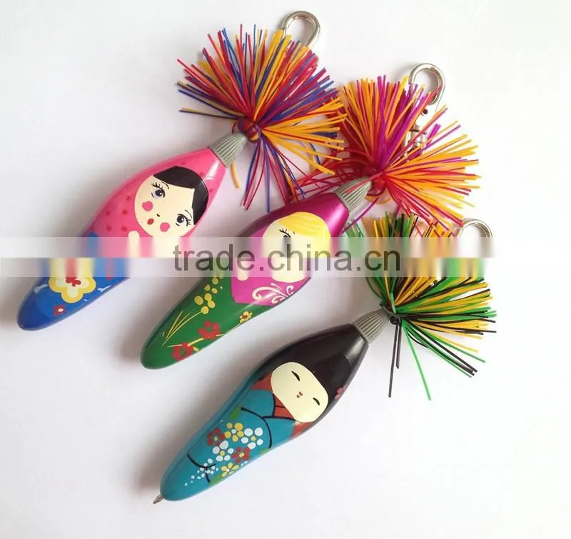 cute colorful doll pen/hair pen/fasion plastic ball pen