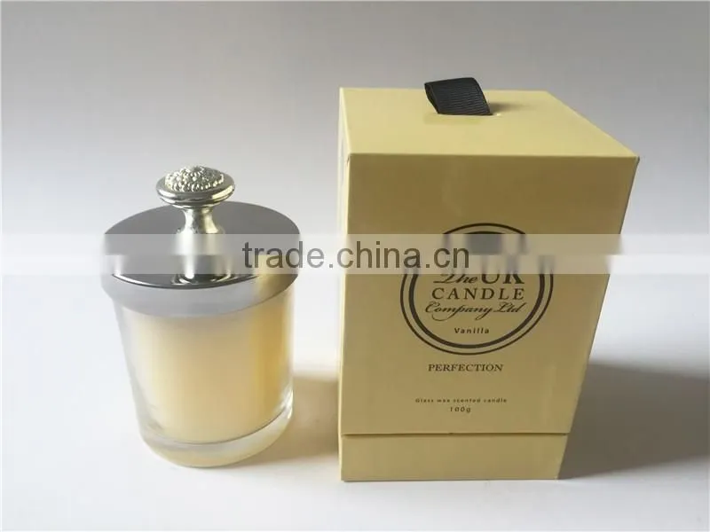 Cardboard gold foil stamping candle jar box with tray