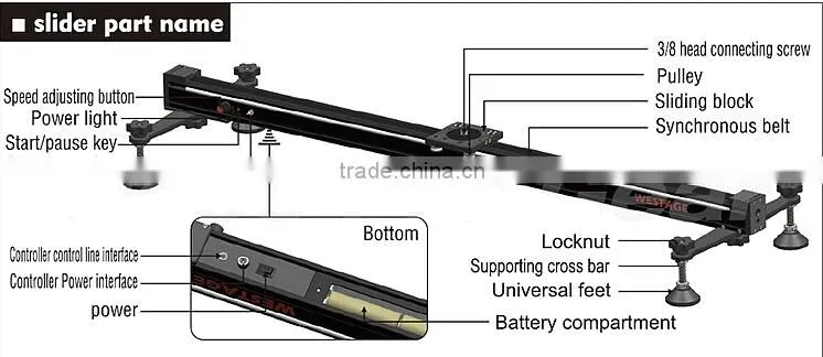 Westage motorized video camera slider 150cm with timelapse time delay controller